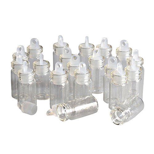 Jarvials 100pcs 1ml Mini Botella de Vidrio Transparente de con Tapón de Goma, para Decoración de Bricolaje, Perfumes, Especias, encantos, Bodas, Mensajes, Recuerdos de Fiestas, etc (100,1 ml)