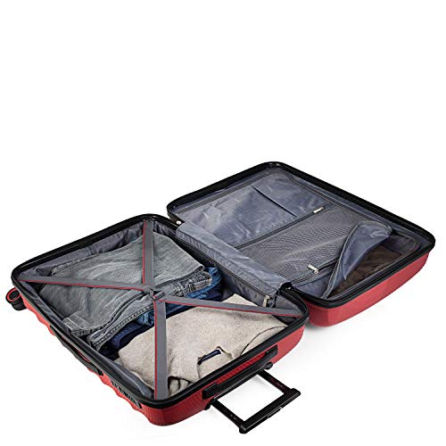 JASLEN - Juego de Maletas Rígidas Trolley 4 Ruedas Polipropileno PP. Resistentes y Ligeras. Candado TSA. 2 Tamaños: Pequeña Cabina y Mediana Diseño 161015, Color Rojo