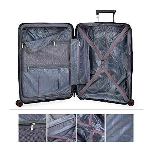 JASLEN - Juego de Maletas Rígidas Trolley 4 Ruedas Polipropileno PP. Resistentes y Ligeras. Candado TSA. 2 Tamaños: Pequeña Cabina y Mediana Diseño 161015, Color Rojo