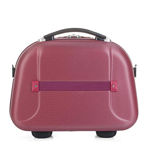 JASLEN - Neceser Grande de Viaje Rígido ABS, Maleta de Aseo. Cinta para Trolley. Múltiples Compartimentos. Espejo. Resistente Ligero Duradero. Marca y Calidad. 56525, Color Vino