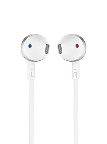 JBL Tune 205BT - Auriculares Inalámbricos intraurales con micrófono y mando a distancia con 3 botones, función de manos libres y diseño ergonómico con cable sin enredos, plata