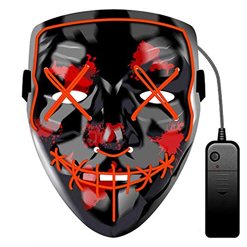 JCT Halloween LED Máscaras Purga Grimace Mask Horror Mask Scary LED Ilumina Máscaras para Halloween, Fiestas de Disfraces, Mascaradas, Carnavales, Regalos For Adultos Infantiles (Rojo)