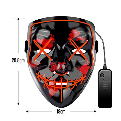 JCT Halloween LED Máscaras Purga Grimace Mask Horror Mask Scary LED Ilumina Máscaras para Halloween, Fiestas de Disfraces, Mascaradas, Carnavales, Regalos For Adultos Infantiles (Rojo)