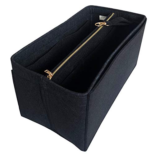 JennyKrafts Inserción de Monedero (Fieltro de 3 mm, Funda Desmontable con Cremallera de Metal Dorado), Bolsillos organizadores para Bolsas de Asas