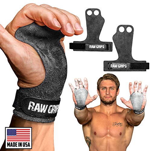 JerkFit Raw Grips, 2 Dedos de Cuero Gimnasia agarres con Protección Completa de la Palma de la Mano (S)