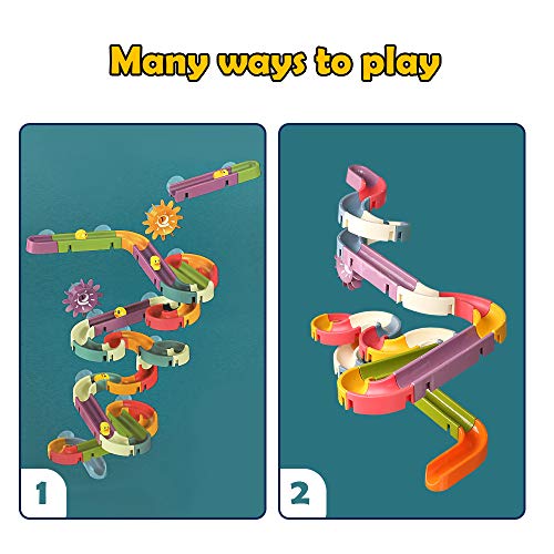 jerryvon Juguetes de Baño Juegos Agua de Pista Canicas Bloques de Construcción para Bañera de Juguete de Agua Juguetes Educativos Regalos para Niños 3 4 5 Años