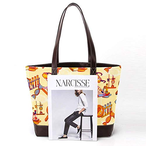 Jessgirl Bolsos de cuero de lona a la moda para mujer, bolso de mano con asa superior, bolso de mano para mujer, bolsos de trabajo coloridos, laboratorio de química