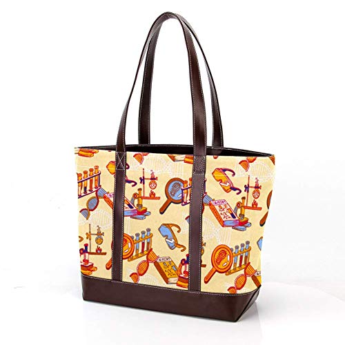 Jessgirl Bolsos de cuero de lona a la moda para mujer, bolso de mano con asa superior, bolso de mano para mujer, bolsos de trabajo coloridos, laboratorio de química