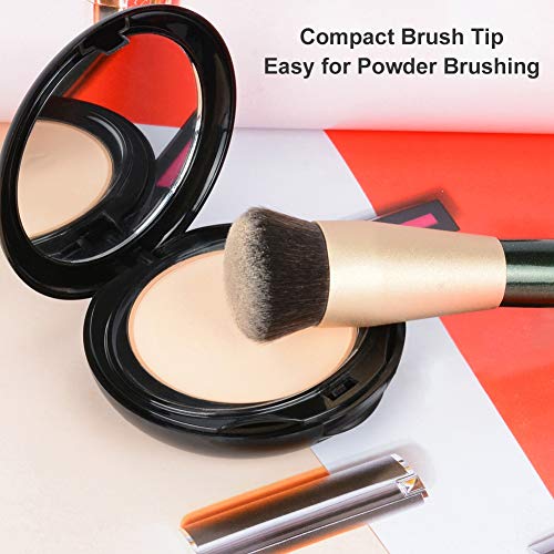 JessLab Pinceles de de Fundación, Mango de Madera Pinceles de Maquillaje Profesional de Fundación Brocha Base Maquillaje Pincel Facial para Base Líquida o en Crema, Cerdas Sintéticas - 1 Pieza