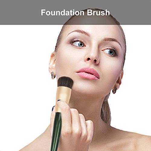 JessLab Pinceles de de Fundación, Mango de Madera Pinceles de Maquillaje Profesional de Fundación Brocha Base Maquillaje Pincel Facial para Base Líquida o en Crema, Cerdas Sintéticas - 1 Pieza