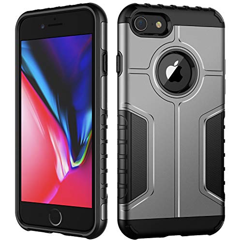 JETech Funda iPhone 8 y iPhone 7, Carcasa Protectora de Doble Capa Absorción de Choque, Plata