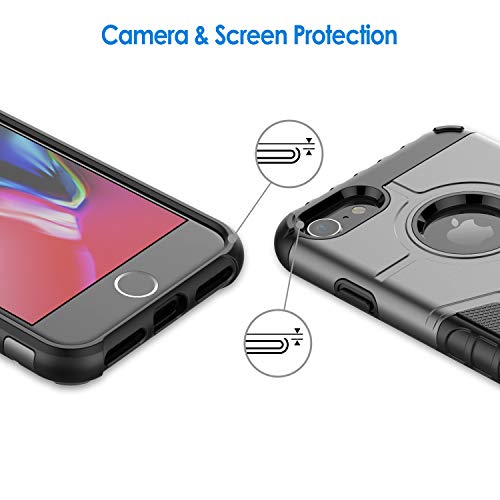 JETech Funda iPhone 8 y iPhone 7, Carcasa Protectora de Doble Capa Absorción de Choque, Plata