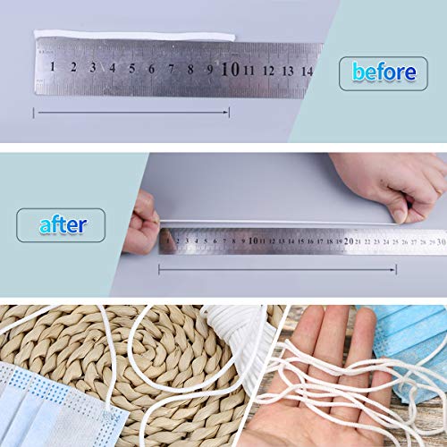 Jeteven 3mm x 100m Cordón Elástico, Cordón Goma Elástico Bandas, Elástico para Material de Costura, Manualidades, Mangas, Banda para el Cabello, Sombrero, Artesanías