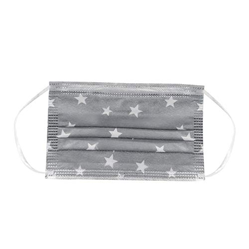 jfhrfged Niños Protección Desechable 3 Capas Transpirable A Prueba de Polvo Estampado de Estrellas con Aretes Elásticos Paquete 20/30/50/100 Unidades, Apto para Niños de 3 a 12 Años (50PC, Multicolor)