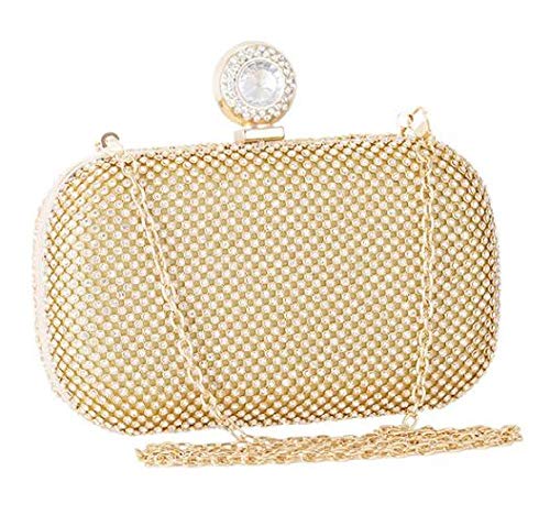 JFJWH Cartera de Mano Clutch Mujer Bolso de Noche，Bolso de hombro de banquete de diamantes con anillo de huevo para mujer @ dorado，Bolso de Embrague para Ceremonia Boda Novia