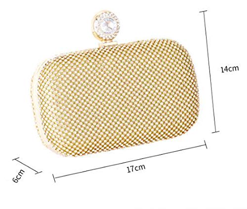 JFJWH Cartera de Mano Clutch Mujer Bolso de Noche，Bolso de hombro de banquete de diamantes con anillo de huevo para mujer @ dorado，Bolso de Embrague para Ceremonia Boda Novia