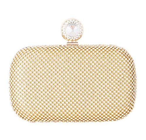 JFJWH Cartera de Mano Clutch Mujer Bolso de Noche，Bolso de hombro de banquete de diamantes con anillo de huevo para mujer @ dorado，Bolso de Embrague para Ceremonia Boda Novia