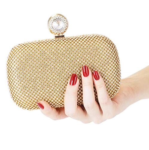 JFJWH Cartera de Mano Clutch Mujer Bolso de Noche，Bolso de hombro de banquete de diamantes con anillo de huevo para mujer @ dorado，Bolso de Embrague para Ceremonia Boda Novia