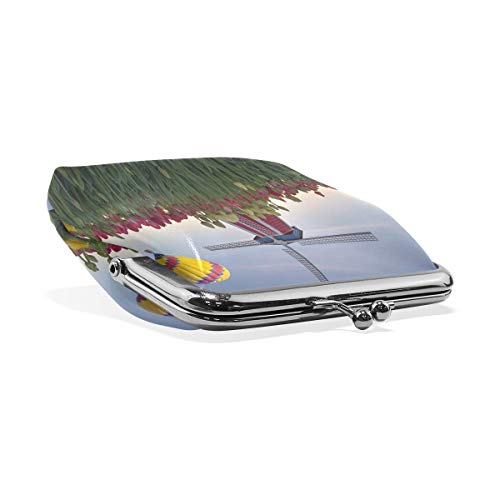 JHGFG Estuche de Cuero Monedero Monedero Molino de Viento y Globo de Aire Caliente Monedero para niña
