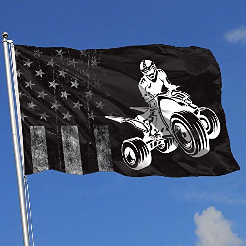 jhin Bandera Decorativa Banderas Outdoor Flags Worn-out America Flag Quad Bike Silhouette 3X5 Ft Flag for Outdoor Indoor Home Decor Sports Fan Football Baseball Hockey Decorative Banner