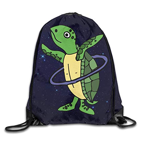 JHUIK Drawstring Bag Backpack,Tortuga Marina Jugando aro Mochila con cordón Mujeres Hombres Bolsos de Hombro Bolsa de Gimnasio para Deporte Gimnasio Viajar
