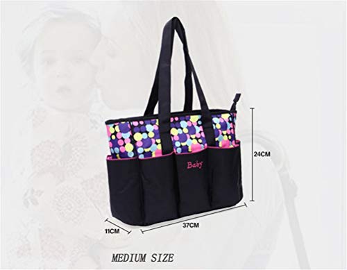 JIAHE 5 unids Grande bebé Bolsa de pañales Conjunto con Lunares de impresión para mamá Mujeres Bolsa de Asas Cambio de Maternidad Bolsas de pañales Organizador bebé Cuidado,Gray