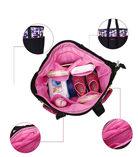 JIAHE 5 unids Grande bebé Bolsa de pañales Conjunto con Lunares de impresión para mamá Mujeres Bolsa de Asas Cambio de Maternidad Bolsas de pañales Organizador bebé Cuidado,Gray
