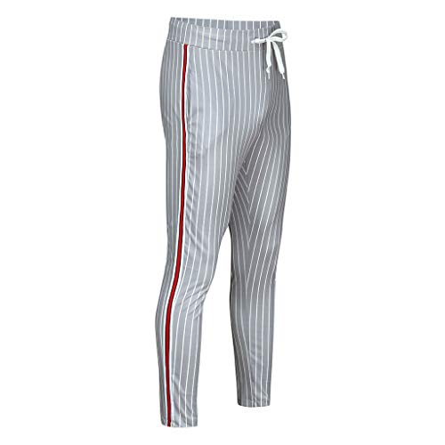 JiaMeng Casuales Pantalones para Hombre Joggers Patchwork a Rayas Pantalones de chándal con cordón Ocasionales Pantalones Largos con Bolsillos y Cintura con cordón
