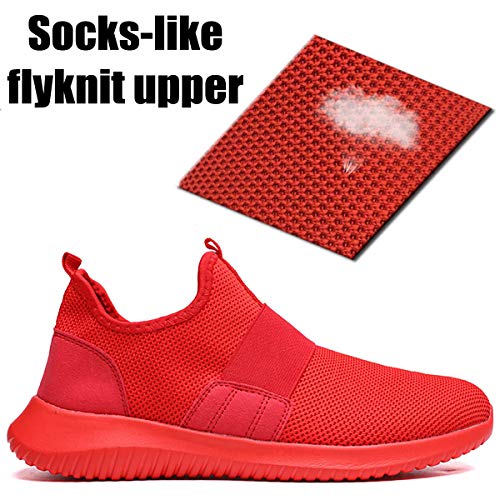 JIANKE Zapatillas de Deporte para Hombre Respirable Sneakers Ligero Zapatos para Correr Rojo 43 EU(Tamaño de Etiqueta 44)