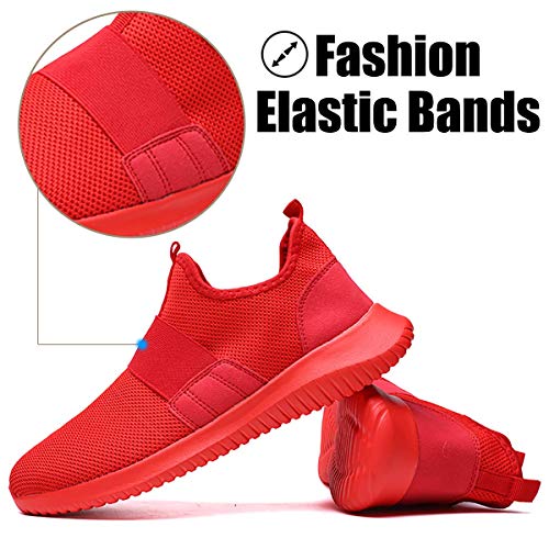JIANKE Zapatillas de Deporte para Hombre Respirable Sneakers Ligero Zapatos para Correr Rojo 43 EU(Tamaño de Etiqueta 44)