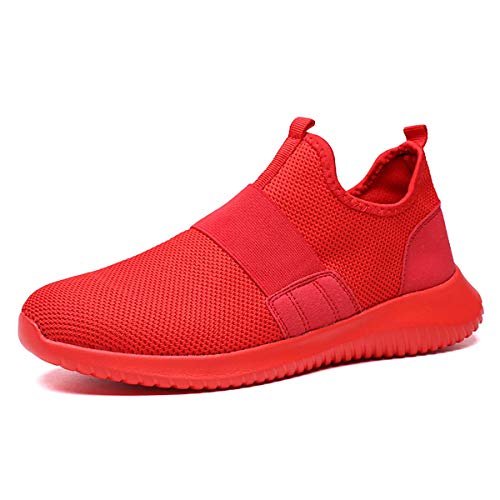 JIANKE Zapatillas de Deporte para Hombre Respirable Sneakers Ligero Zapatos para Correr Rojo 43 EU(Tamaño de Etiqueta 44)