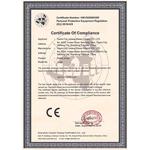 JIEFU Zapatos de Seguridad para Hombres, Botas de Trabajo Transpirables Ligeros con Puntera de Acero de Compuesto Anti-Rotura y Suela de Kevlar Anti-Piercing Zapatos de Deporte de Cuero PU,Negro,37