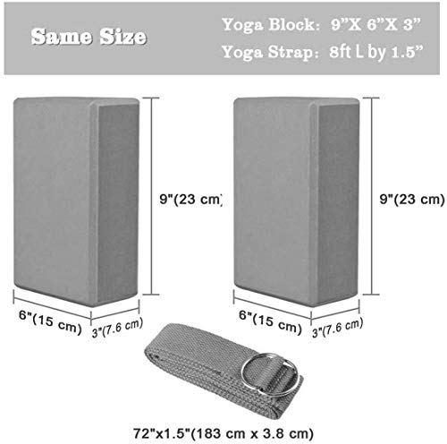 JIM'S STORE Bloque de Espuma Correa,Bloque de Yoga Ejercico EVA de Alta Densidad para Mejorar Fuerza y Flexibilidad Yoga Pilates Amantes
