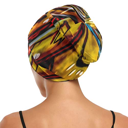 JINCAII Gorro para Dormir para niñas Graffiti Grunge Paint Street Art Spray Gorro para el Cabello para Dormir para Cabello Largo Sombrero Duradero Suave para el Exterior Duerme para Rizado