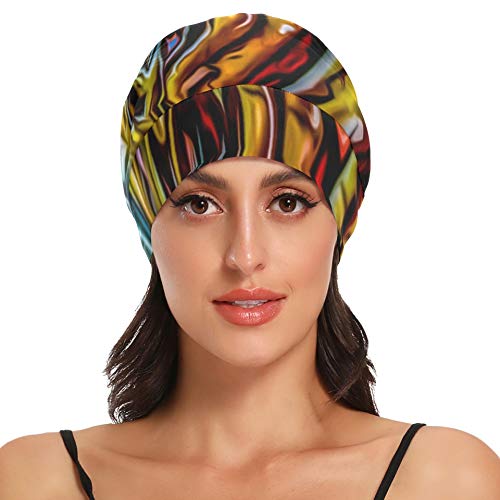 JINCAII Gorro para Dormir para niñas Graffiti Grunge Paint Street Art Spray Gorro para el Cabello para Dormir para Cabello Largo Sombrero Duradero Suave para el Exterior Duerme para Rizado