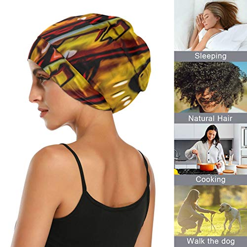 JINCAII Gorro para Dormir para niñas Graffiti Grunge Paint Street Art Spray Gorro para el Cabello para Dormir para Cabello Largo Sombrero Duradero Suave para el Exterior Duerme para Rizado