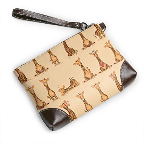 JINCAII Pulsera de cuero impermeable suave para hombres, dibujos animados, linda jirafa, pulsera de cuero con cremallera para mujeres niñas