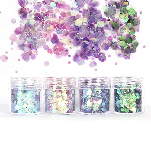 JJYHEHOT 12 Piezas Purpurinas Polvo Lentejuelas Iridiscentes Cosmética de Maquillaje para Cuerpo Cara Pelo y Uñas Copos Destellos Cara Cuerpo Cabello Uñas