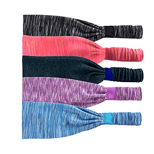 JMITHA Diademas Deportiva Bandas de Cabeza de Deporte Sweatband Elásticas Antideslizante el Sudor Envuelve el Pelo Tiras Anchas Absorción de Humedad para Correr Fútbol Entrenamiento Yoga y Más (B07)