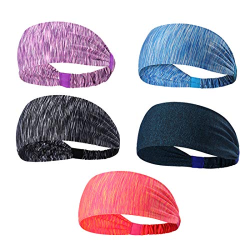JMITHA Diademas Deportiva Bandas de Cabeza de Deporte Sweatband Elásticas Antideslizante el Sudor Envuelve el Pelo Tiras Anchas Absorción de Humedad para Correr Fútbol Entrenamiento Yoga y Más (B07)