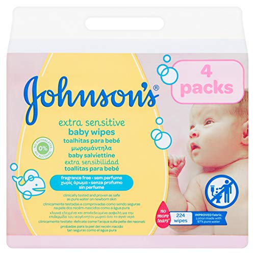Johnson's baby - Toallitas para bebe Extra sensibilidad, 224 uds (Pack de 3 - 672 toallitas)
