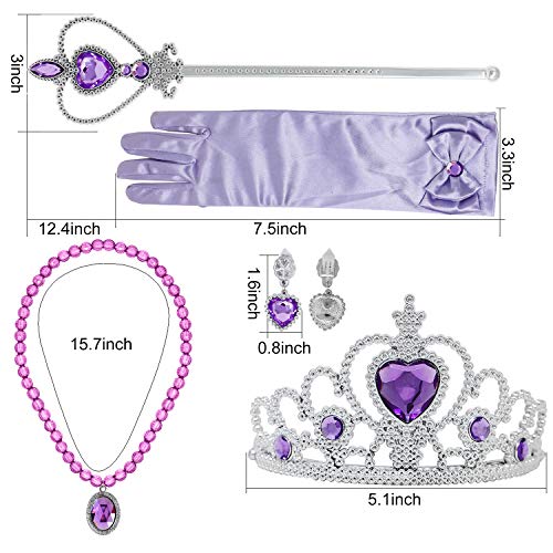 Joinfun Disfraz Princesa Sofia Niña Accesorios Princesa Collar Corona Guantes Pendiente Varita Mágica Pulsera Anillo Princesa Joyas Cosplay Accesorios 9 Piezas