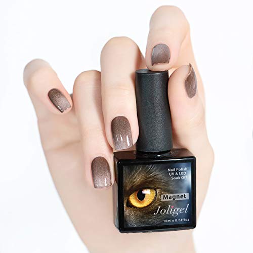 Joligel Esmalte Gel Magnético Uñas UV LED Cat Eye 3D Purpurina Manicura Semipermanente Ojo de Gato Nail Art Diseño Uñas para Otoño Invierno | Chocolate Cafe