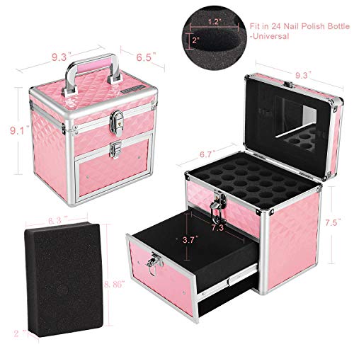 Joligrace - Caja organizadora profesional para esmaltes de uñas, color rosa