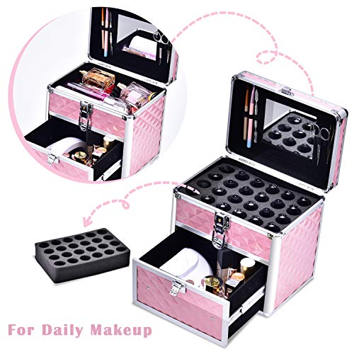 Joligrace - Caja organizadora profesional para esmaltes de uñas, color rosa