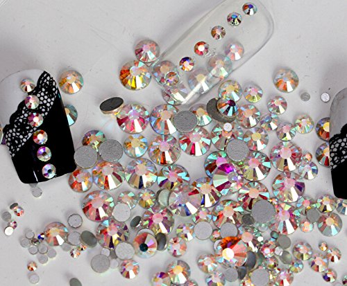 Jollin pegamento Fix Vidrio Diamantes de Cristal de Espalda Plano Gemas de Cristal, cristal AB, SS16 1440pcs