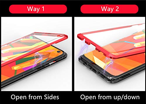 Jonwelsy Funda para iPhone XS MAX (6,5 Pulgada), 360 Grados Delantera y Trasera de Transparente Vidrio Templado Case Cover, Fuerte Tecnología de Adsorción Magnética Metal Bumper Cubierta