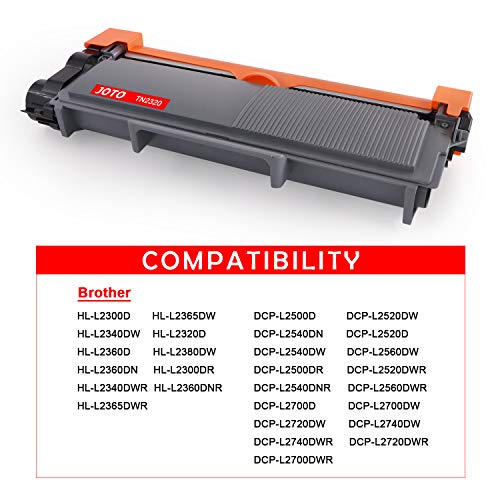JOTO TN2320 TN2310(2 Negro,5200 páginas) Cartuchos de Tóner,TN 2320/TN 2310 Compatible Reemplazo Para Brother MFC-l2700DW HL-l2340DW HL-l2300D DCP-l2520DW DCP-l2500D MFC-l2740DW MFC-l2720DW HL-L2320D