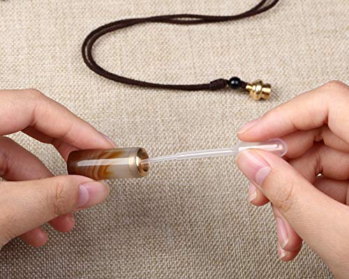 Jovivi - Collar de Mujer con Botella de Perfume de ágata Colgante Que se Puede Abrir para Cenizas de Cabello y Aceite Esencial en Caja de Regalo Colonna