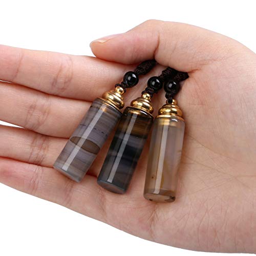 Jovivi - Collar de Mujer con Botella de Perfume de ágata Colgante Que se Puede Abrir para Cenizas de Cabello y Aceite Esencial en Caja de Regalo Colonna